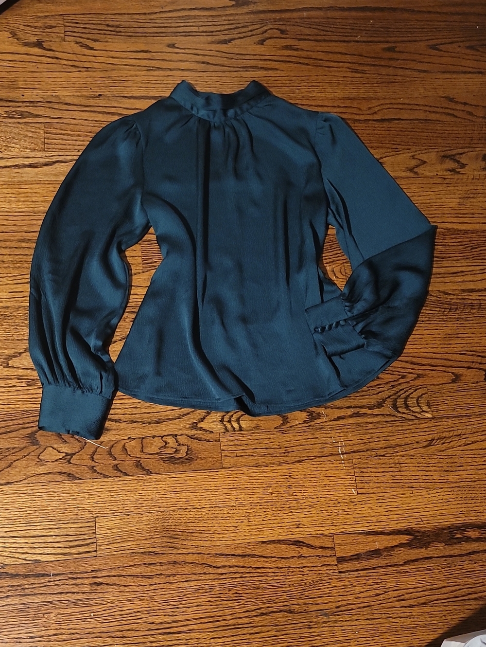 Nine West Teal Mock Neck Long-Sleeve Blouse